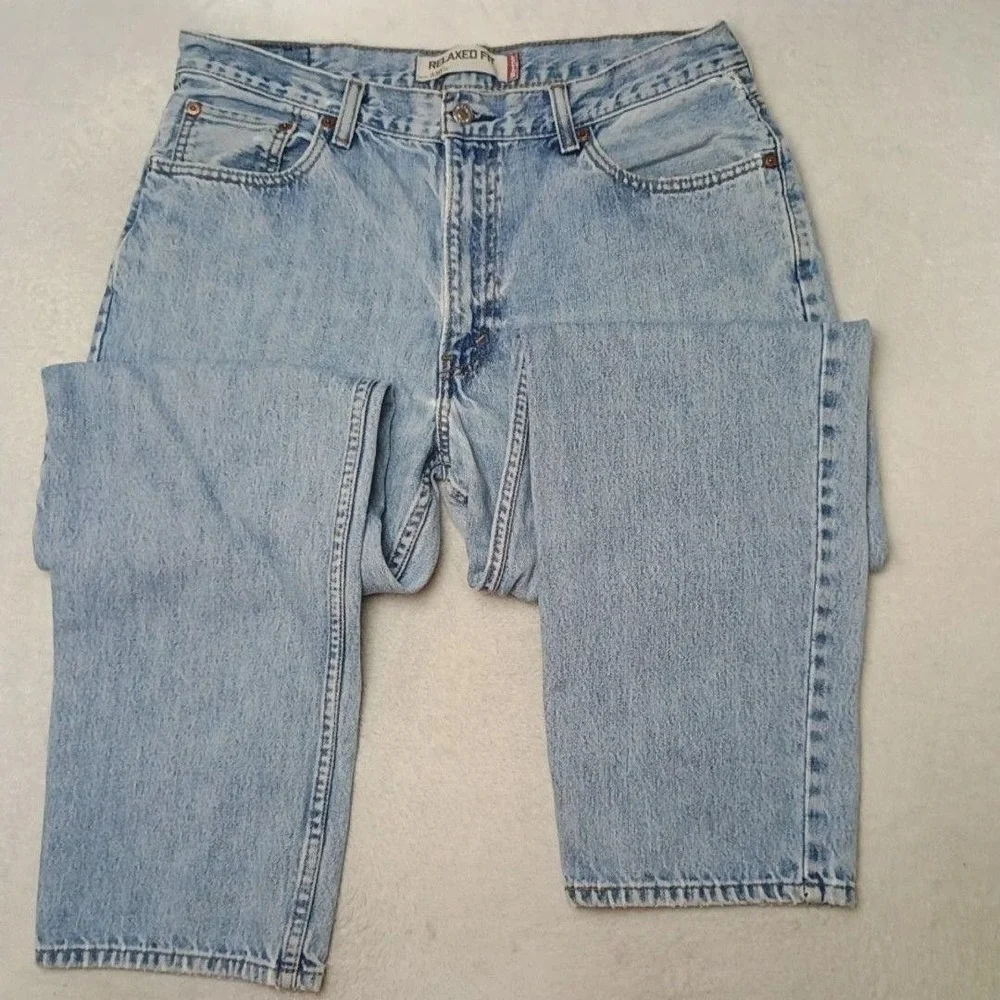 Levis 550 Jeans Mens 35x31 Blue Y2k Relaxed Tapered Light Wash Denim 5-Pocket